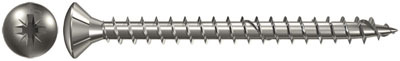 FPF LZ / Chipboard screw stainless steel Power-Fast A2, raised csk head, PZ, full thread 3,5 mm