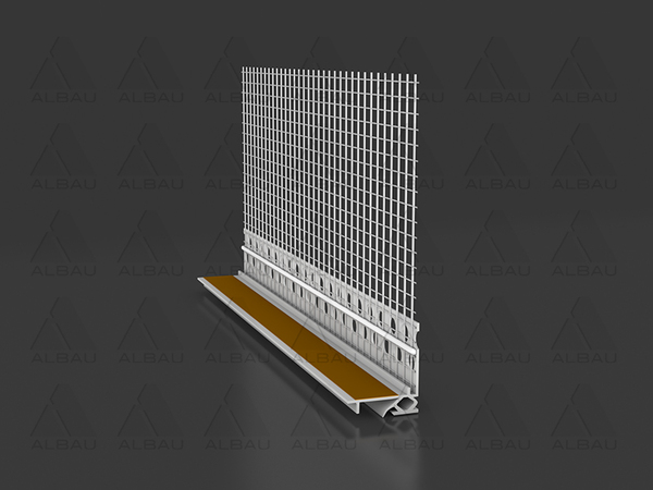 EW 2D 06 LG / 2D Window reveal profile with protective lip and mesh, light grey
